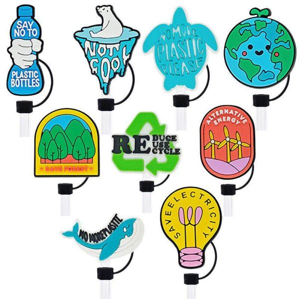 Eco-Themed Silicone Straw Toppers for Stanley Cups