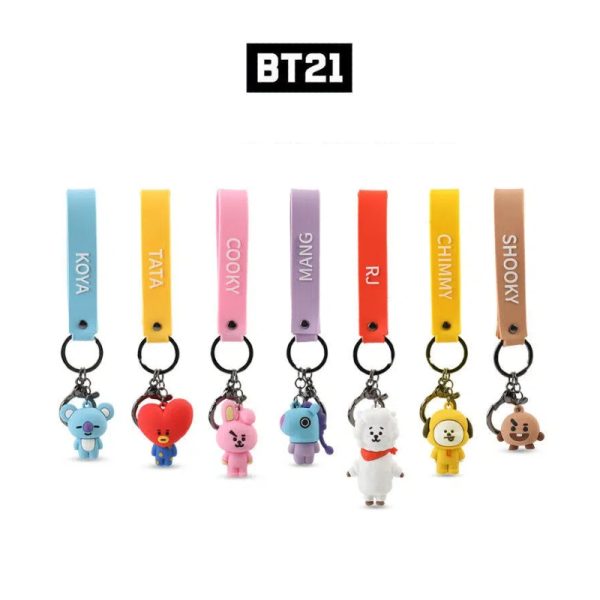 BT21 Licensed Silicone Charm Keychain Set