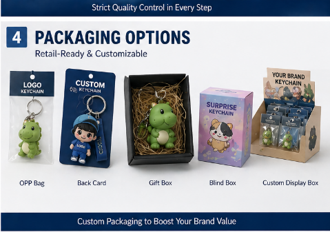 custom silicone keychain packaging blind box branded retail packaging