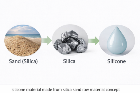 silicone material made from silica sand raw material concept
