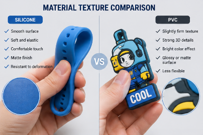 texture and feel comparison between silicone and PVC materials for custom products
