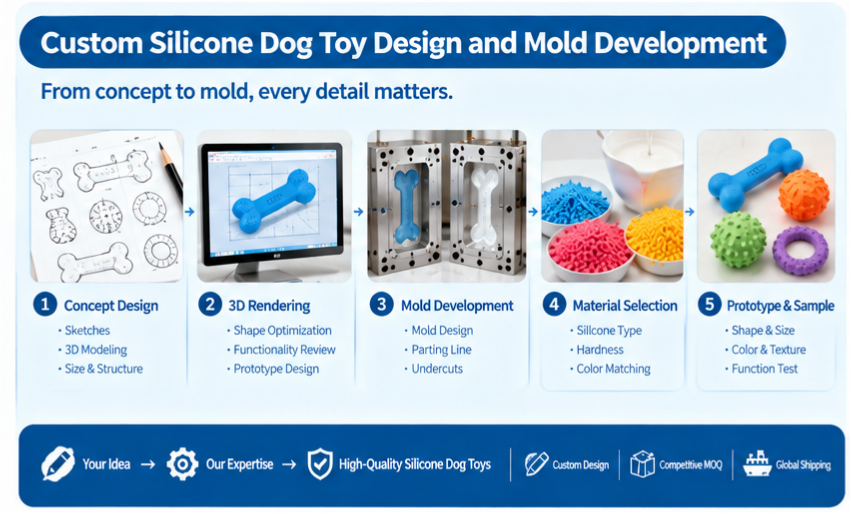 custom silicone dog toy design and mold development process