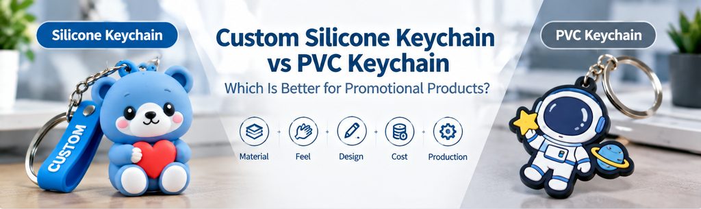 custom silicone keychain vs PVC keychain comparison for promotional products