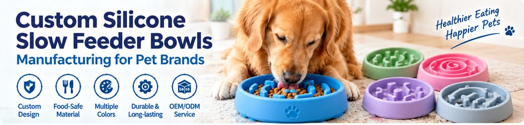 custom silicone slow feeder bowls manufacturing for pet brands and OEM buyers