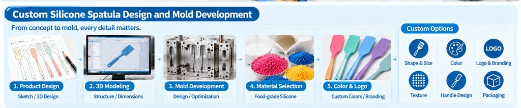 custom silicone spatula product design and mold development process