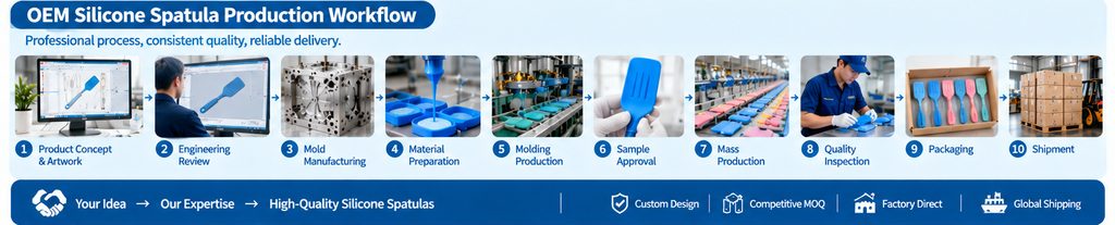 OEM silicone spatula production workflow from mold development to mass production