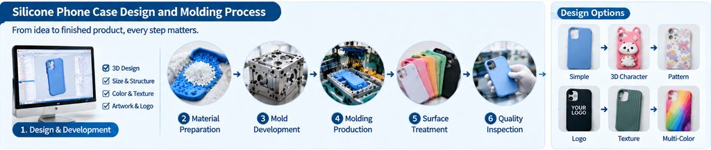 silicone phone case design and molding process for custom production