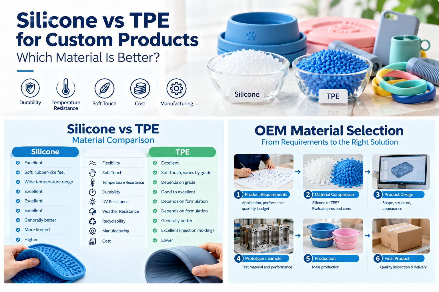 silicone vs TPE for custom products material comparison